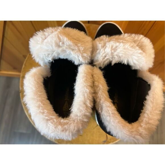 Jolimall Womens Size 9 Slip On Zipper Platform Wedge Faux Fur Trim Ankle Booties - Picture 5 of 9